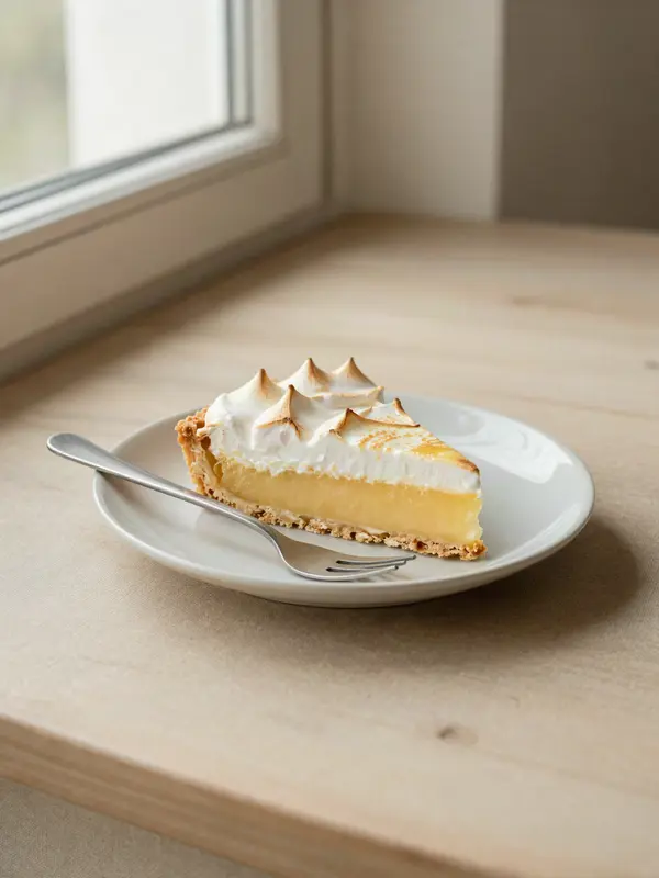 Fatia de torta de limão com merengue maçaricado