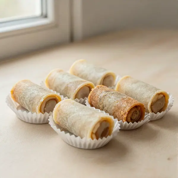 Enroladinhos de massa com doce de leite em forminhas de papel